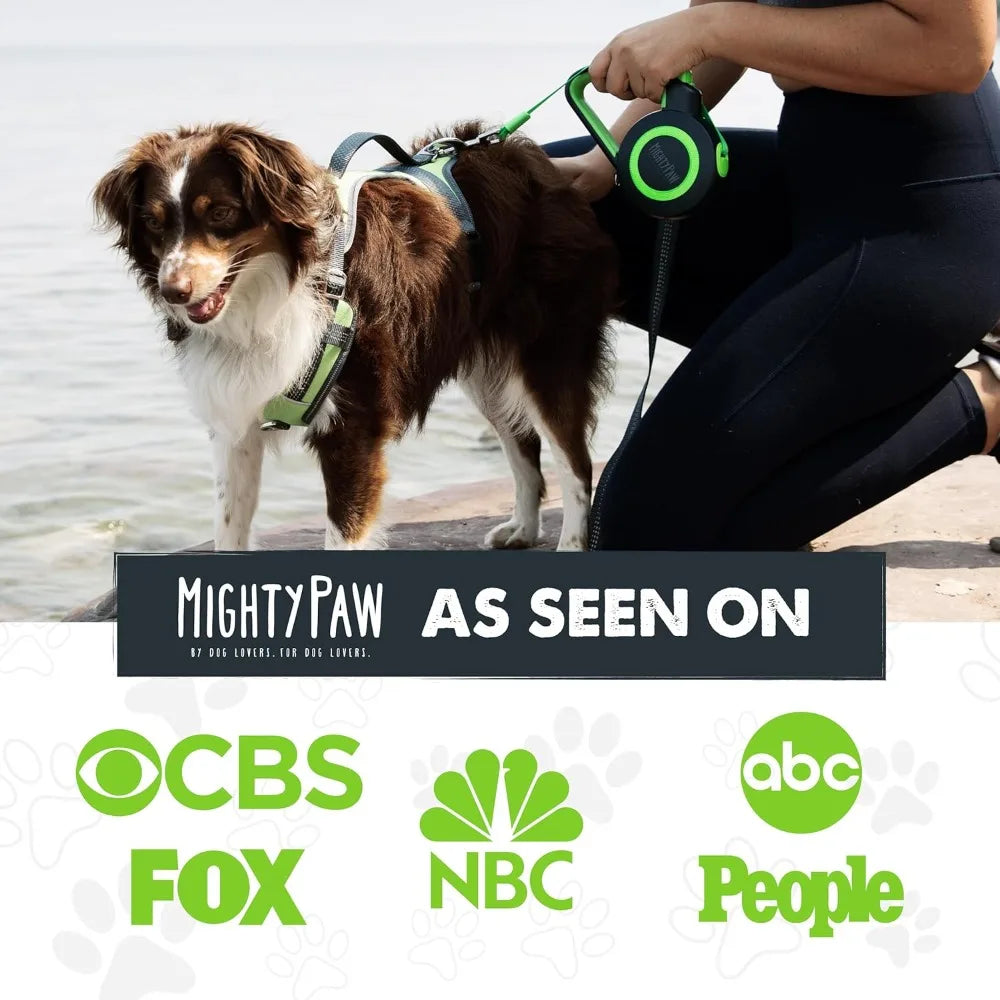 Retractable Dog Leash With Reflective Nylon Quick Lock Brake Anti Slip Handle