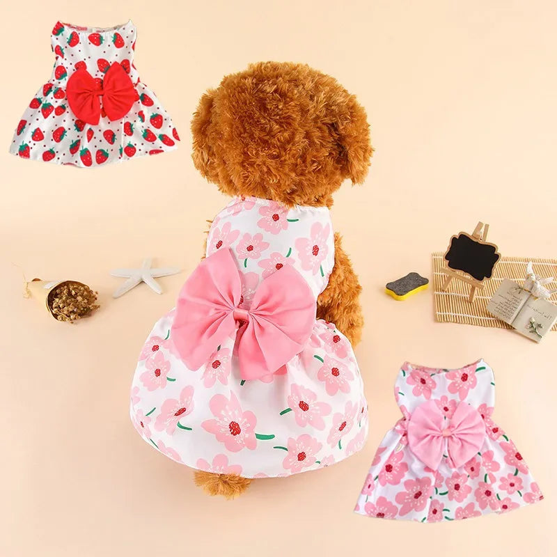 Puppy Skirt Dress For Small Dogs Princess Lace Bow Costume