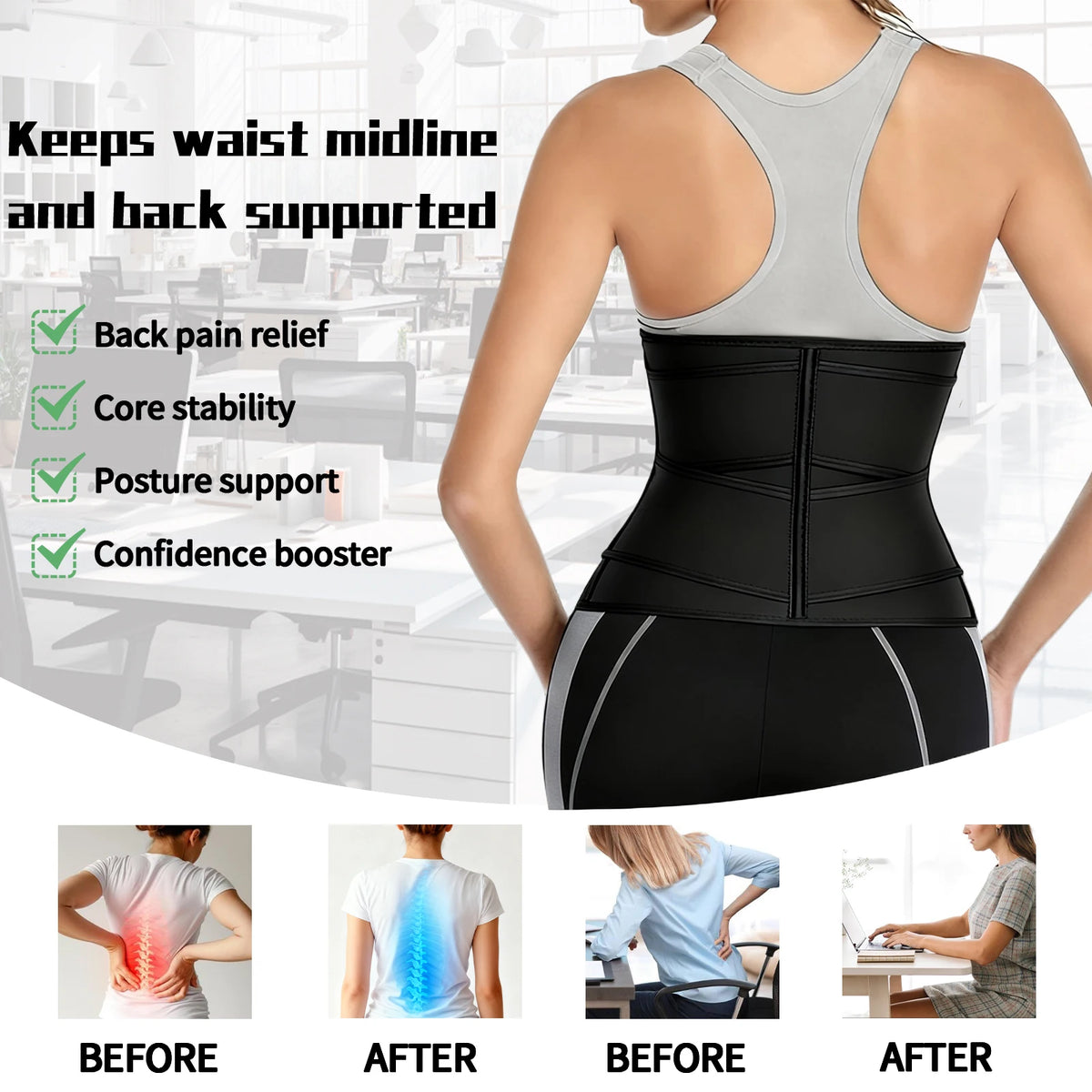 Women Adjustable Neoprene Waist Trainer Corset for Tummy Control