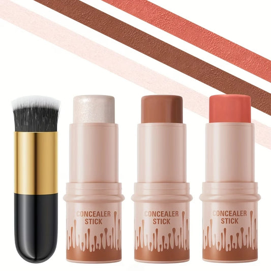3 Piece Contour Stick Set With Blush Highlighter Bronzer Eyeliner