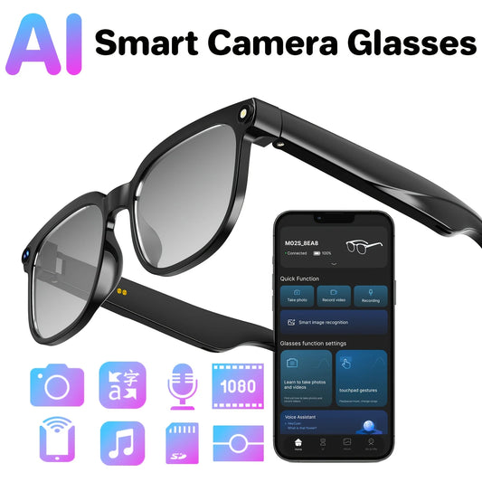 Smart Camera Glasses With AI Translator And Bluetooth Audio
