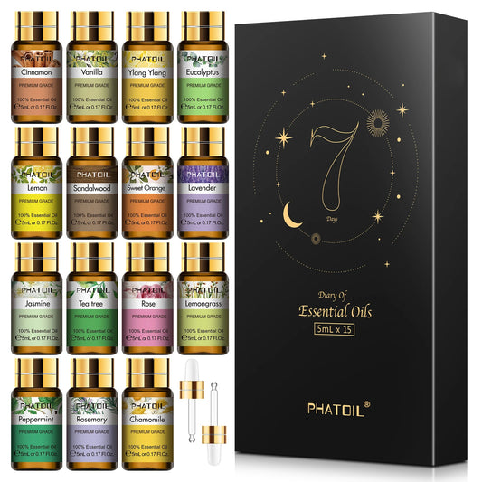 PHATOIL 15-Piece Essential Oils Set Natural Plant Aroma Oils