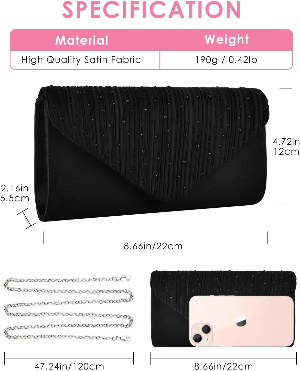 Evening Clutch Bag For Women Crossbody Party Purses Formalwear