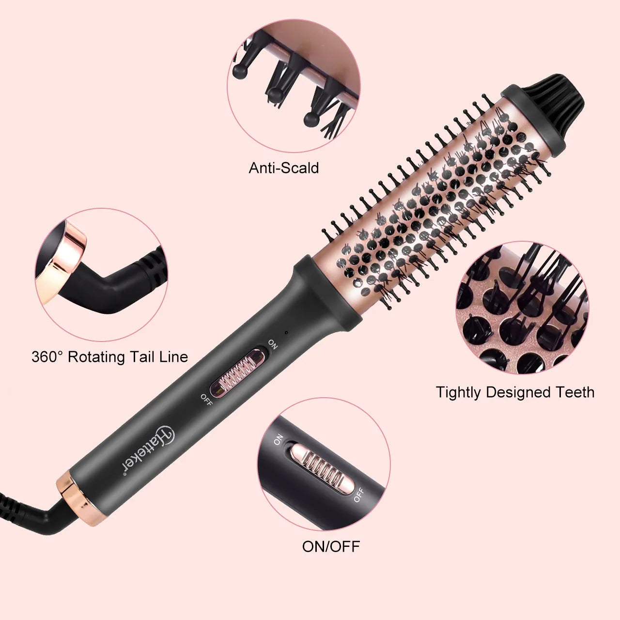 HATTEKER Electric Curling Comb Hair Roller for Home Heat Styling