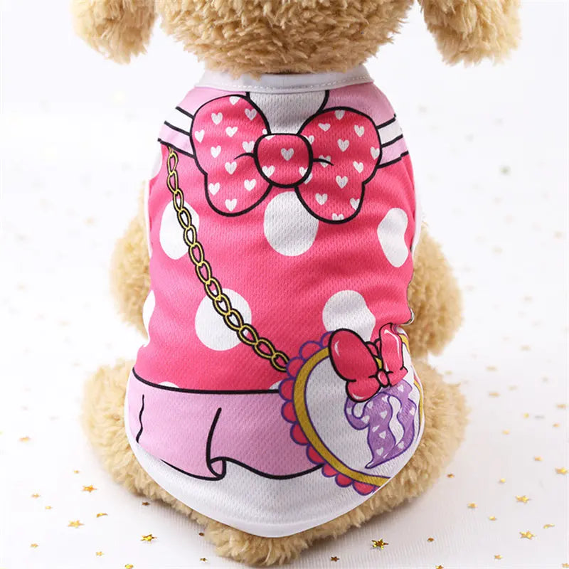 Cartoon Style Soft Dog Vest Shirt For Small Pets Everyday