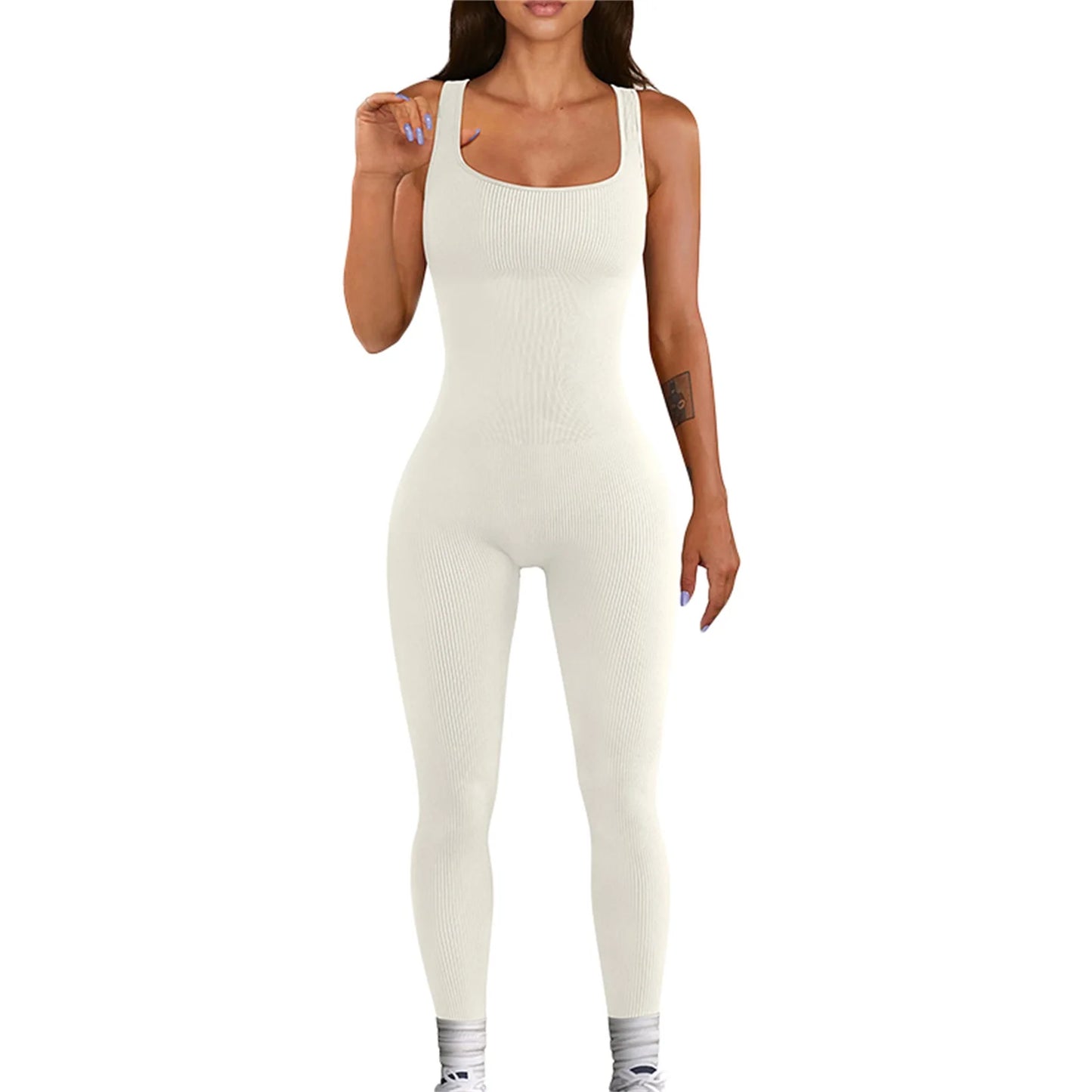 Hirigin Women Sleeveless Bodycon Jumpsuit U Neck Romper Streetwear Clubwear