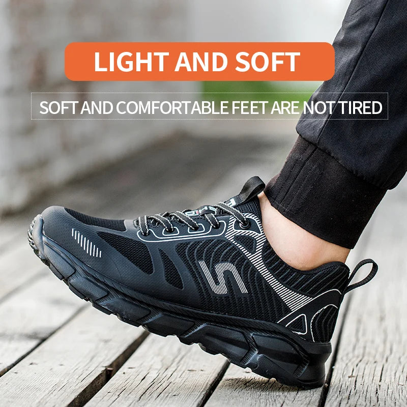 Industrial Safety Shoes Breathable Knit Non Slip And Shock Absorption