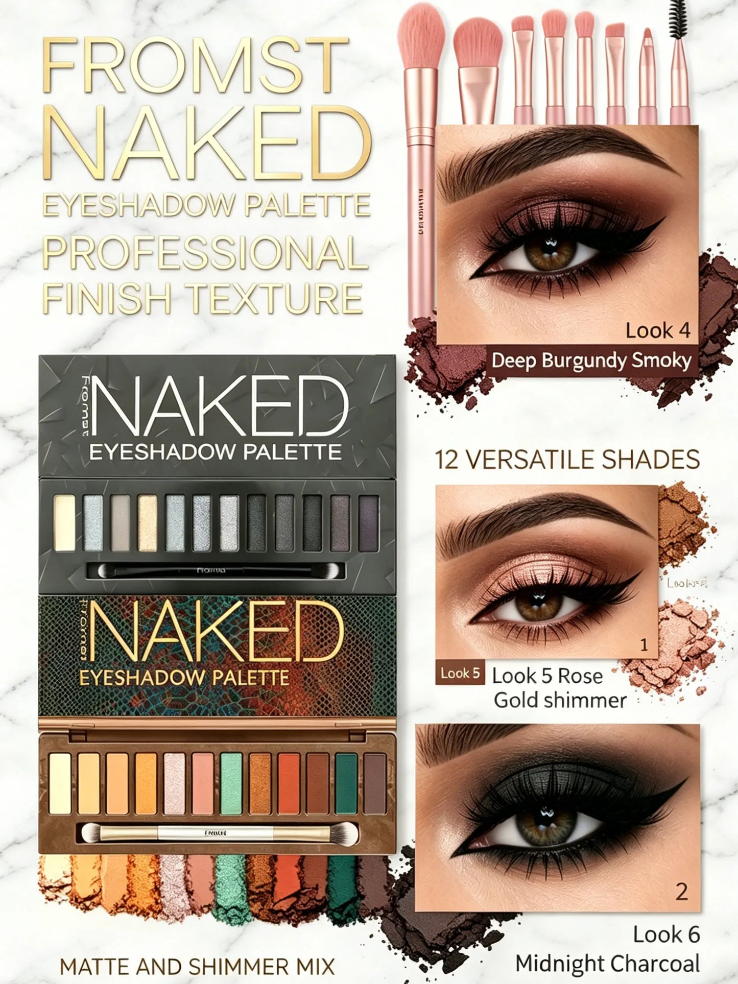 Fromst 12 Color Smoky And Warm Eyeshadow Palette Bundle