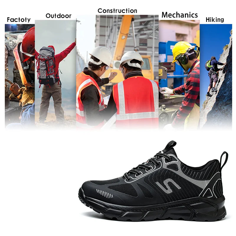 Industrial Safety Shoes Breathable Knit Non Slip And Shock Absorption