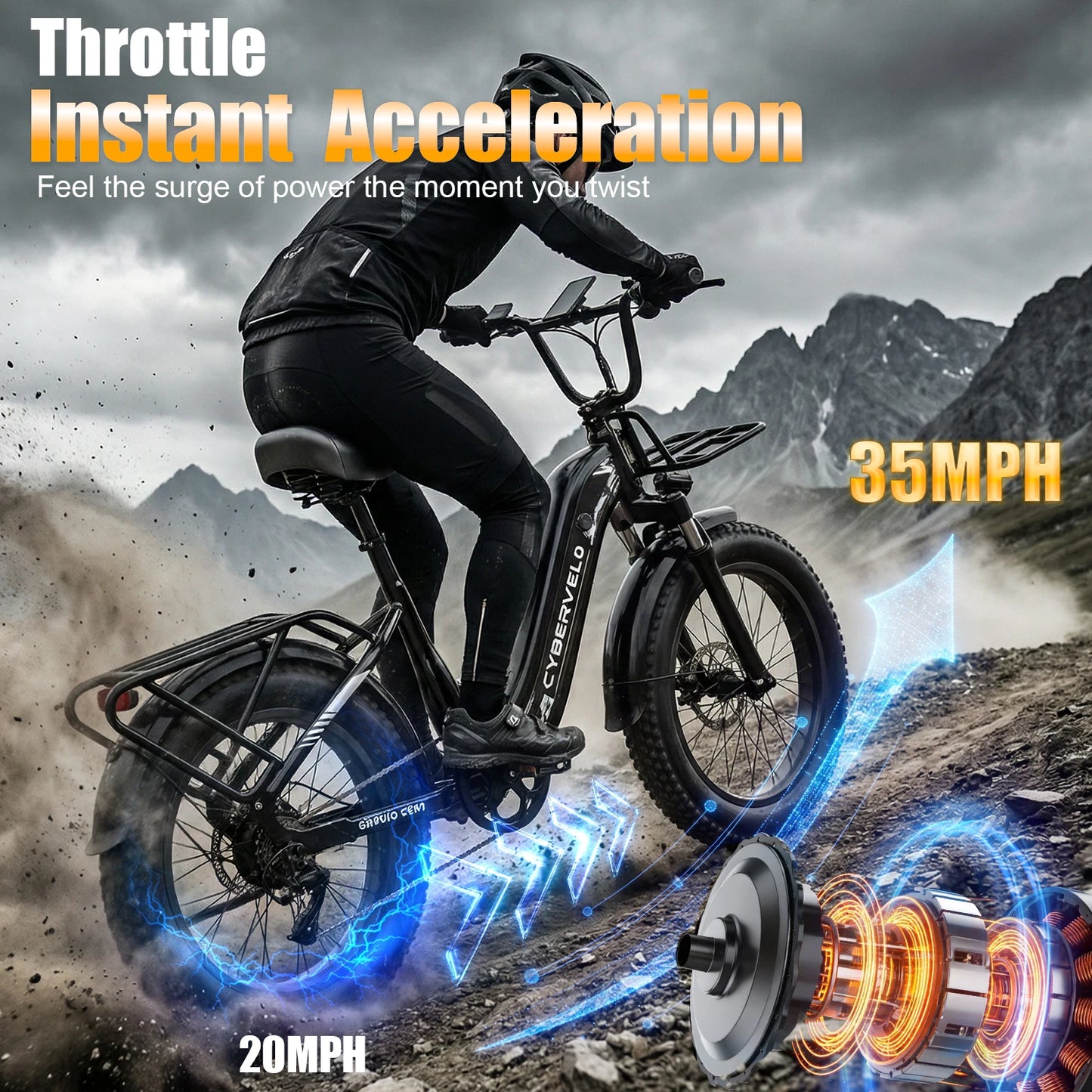 CYBERVELO 1000W Fat Tire Electric Bike EK8 With Removable Battery