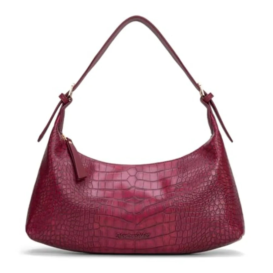 Genuine Leather Shoulder Purses for Women Crescent Hobo Bag