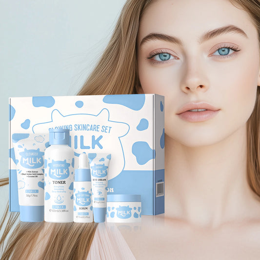 LAIKOU Milk Glow Skincare Set Hydrating Brightening Anti Age