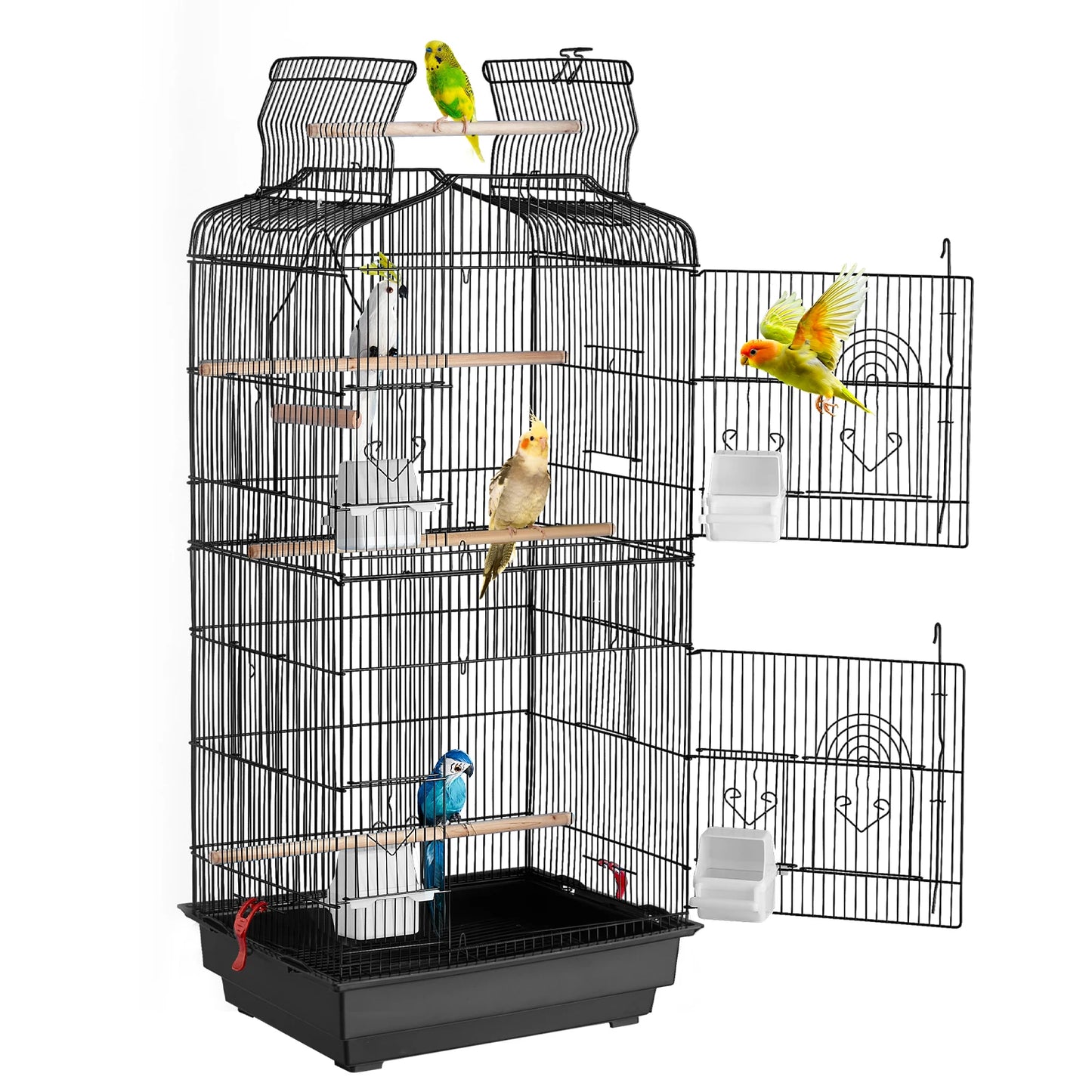 SucceBuy Open Top Hanging Bird Cage With Swing And Perch