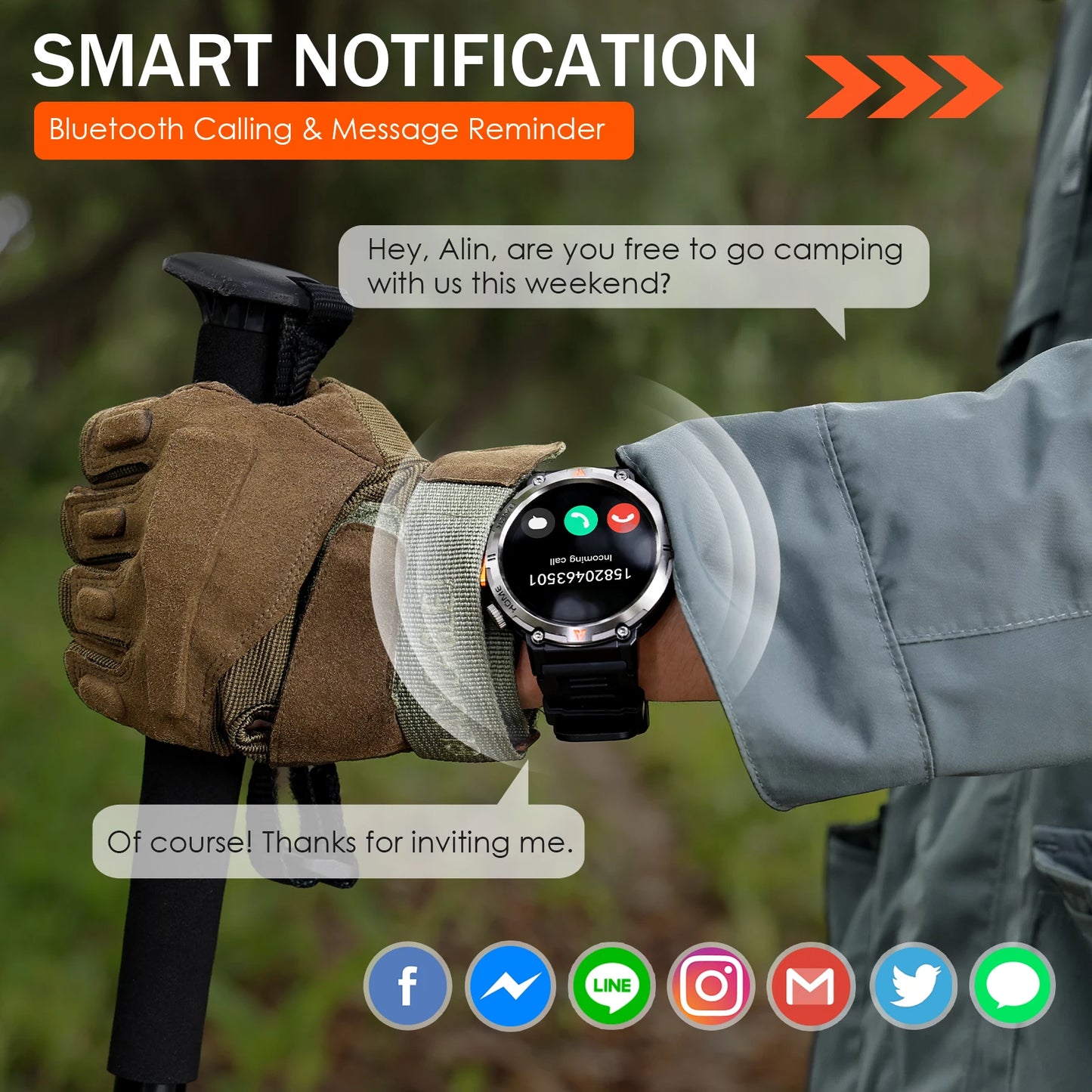 EIGIIS KE3 Bluetooth Call Smartwatch For Men With Health Monitor