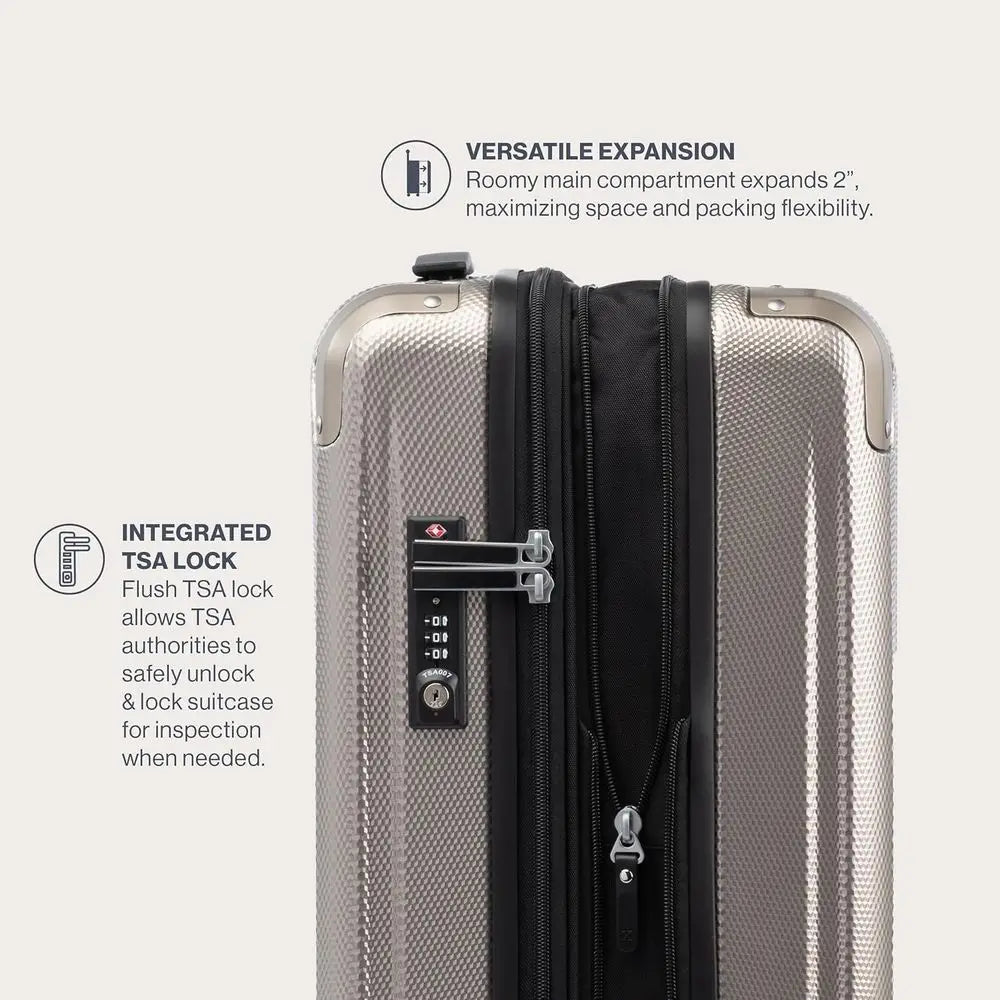 Expandable 2-Piece Hard Shell Luggage Set With 8 Spinner Wheels