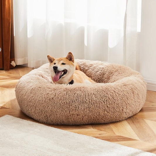 JHK Calming Dog Bed Washable Plush Round Bed For Dogs