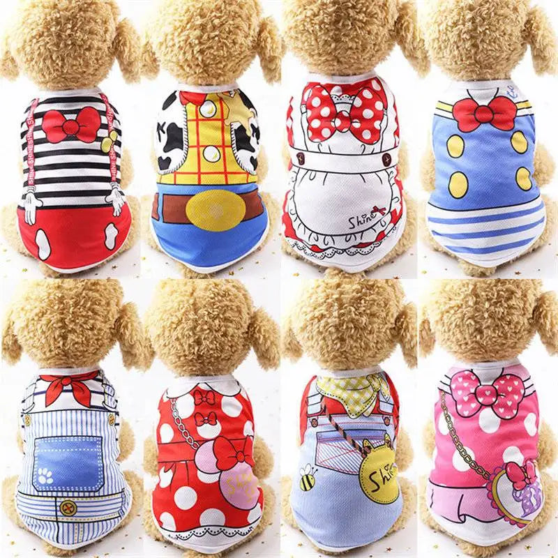 Cartoon Style Soft Dog Vest Shirt For Small Pets Everyday