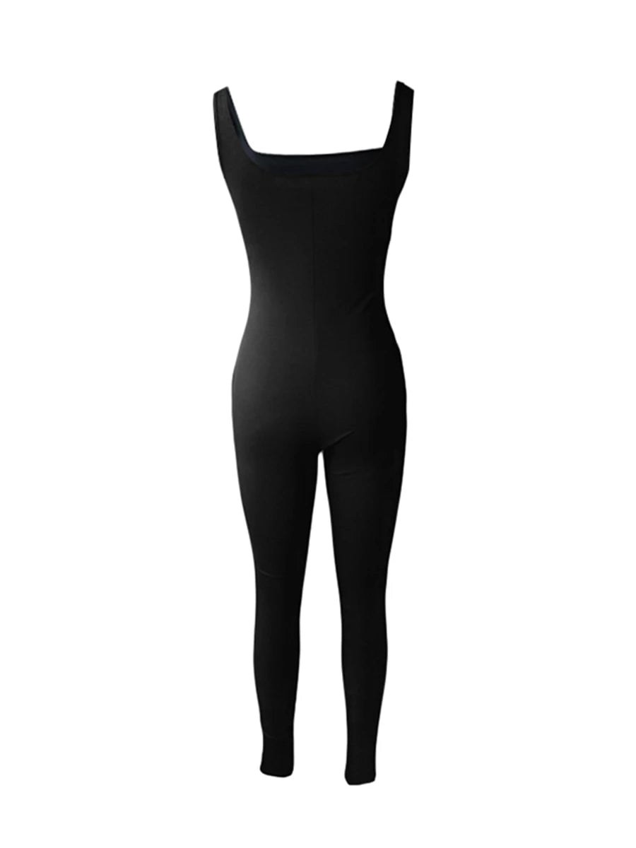 Hirigin Women Sleeveless Bodycon Jumpsuit U Neck Romper Streetwear Clubwear
