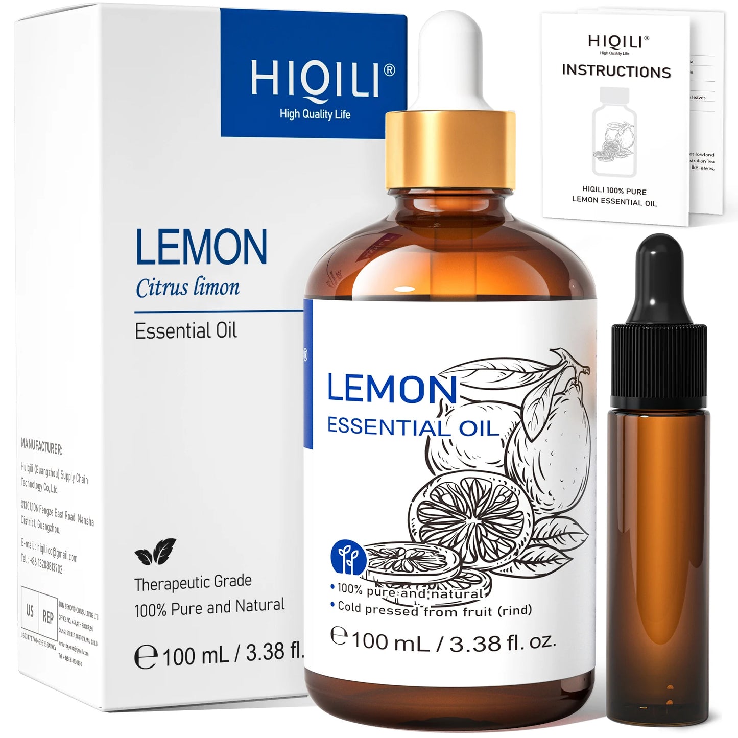 HIQILI Essential Oils Frankincense Lemon Rosemary Lavender Tea Tree Ylang