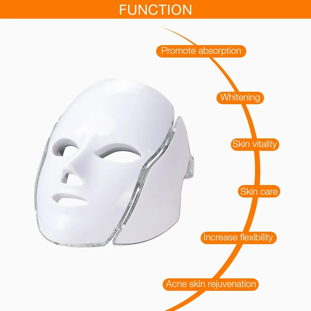 Iebilif 7 Color Led Face Mask Photon Red Light Therapy