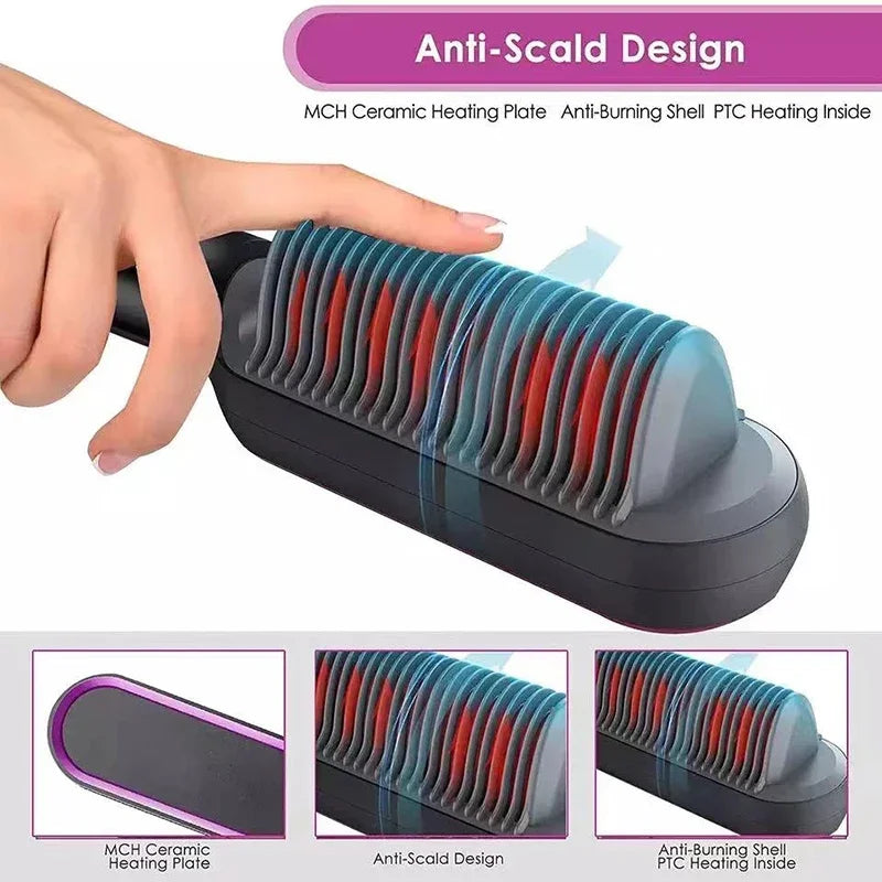 Thermostatic Hair Straightener Comb With 5 Temperature Settings