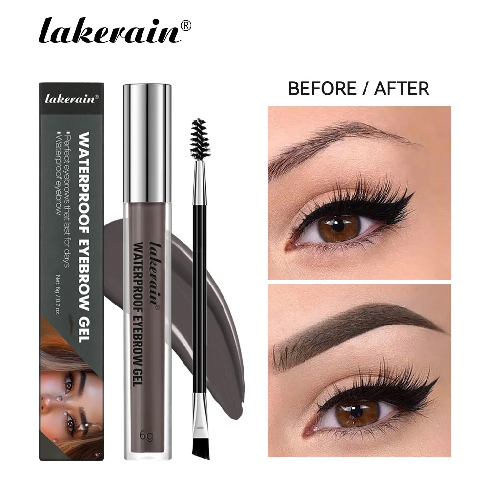 Lakerain Waterproof Eyebrow Gel Long Lasting High Pigmentation Silky Gel