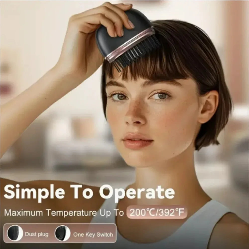 Zimir Mini Rechargeable Hair Straightener Brush With Temperature Control