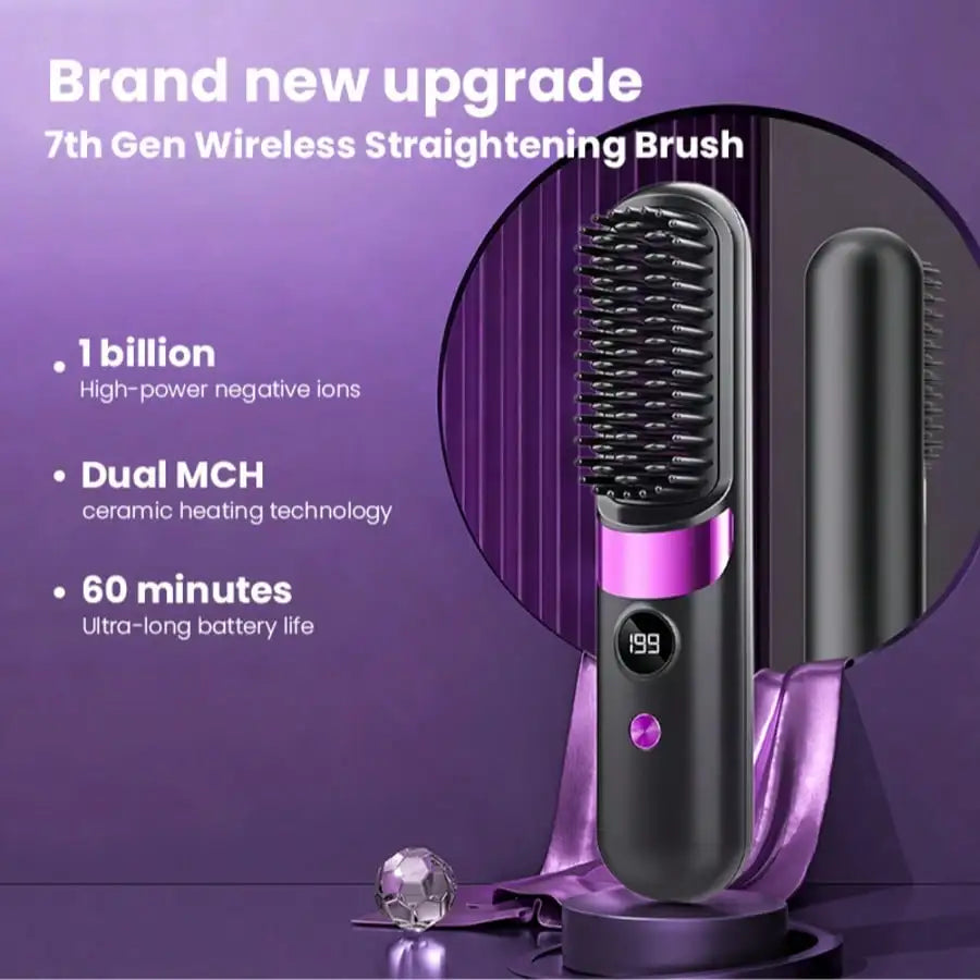 Mini Hair Straightener Comb Set USB Rechargeable Battery