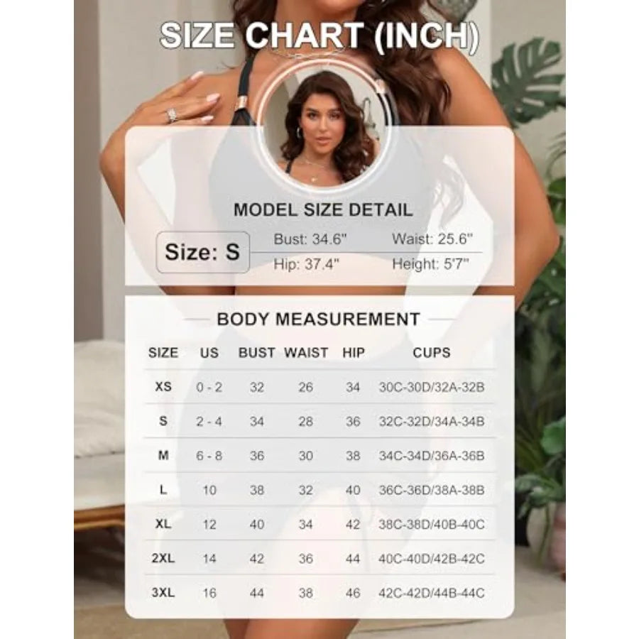 Womens High Waisted Bikini Set Two Piece Tummy Control Swimsuit