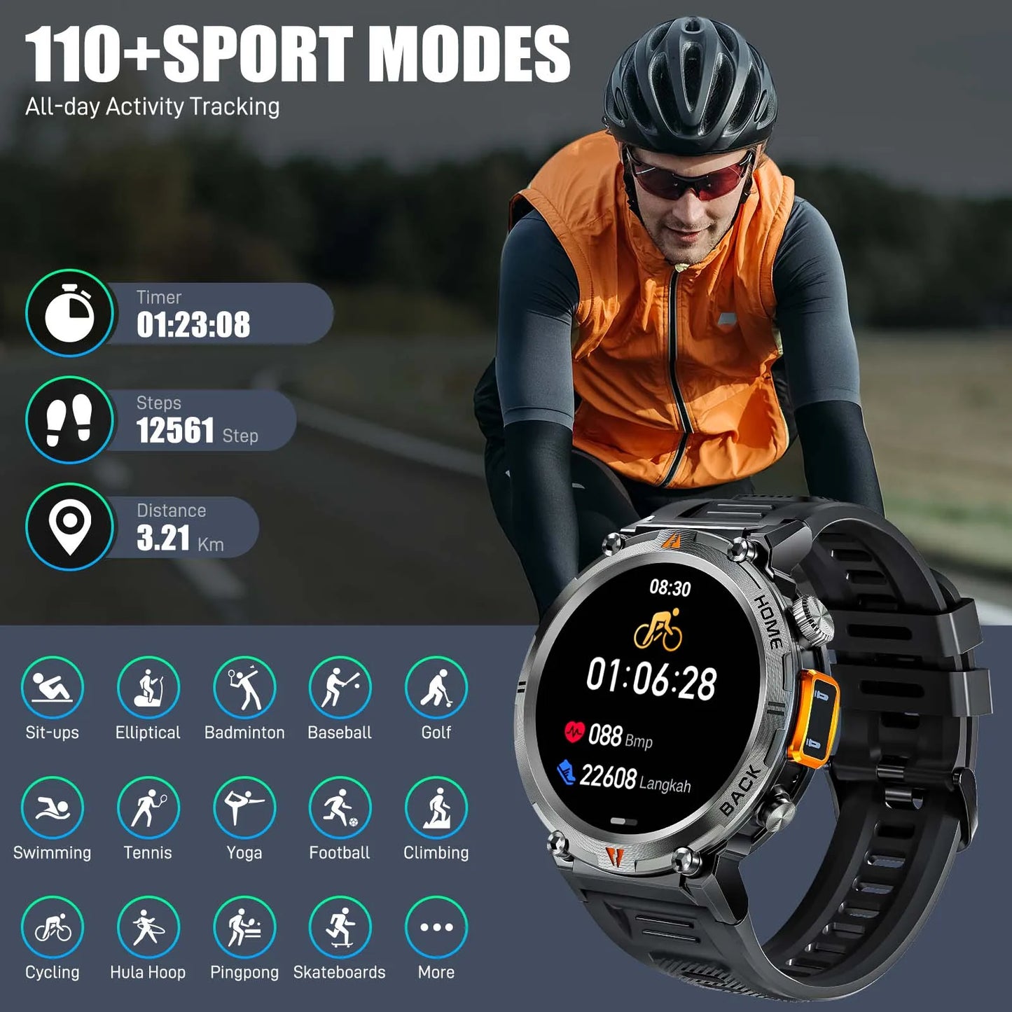 EIGIIS KE3 Bluetooth Call Smartwatch For Men With Health Monitor