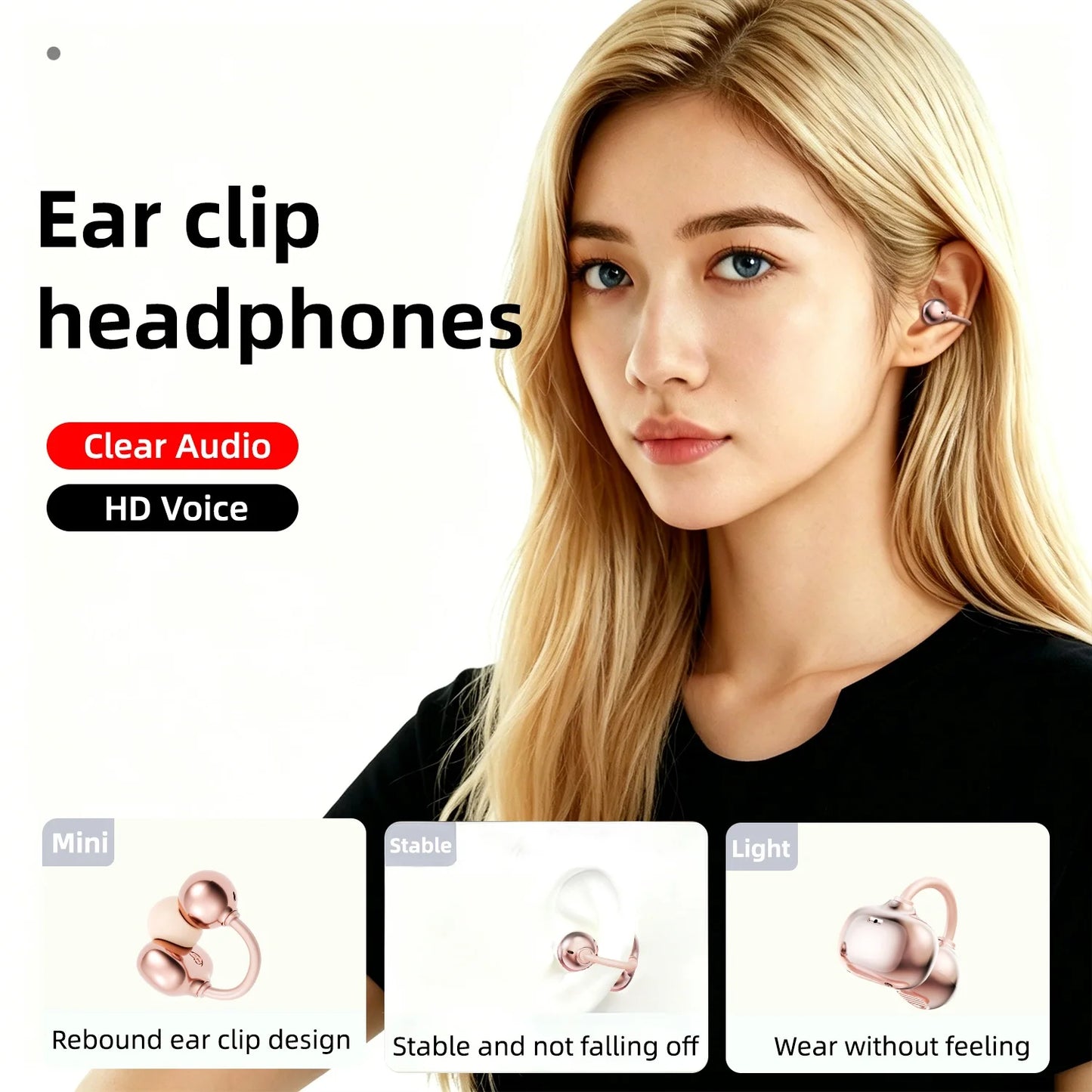SHUKE Open Ear Clip Wireless Bluetooth Headphones With Microphone