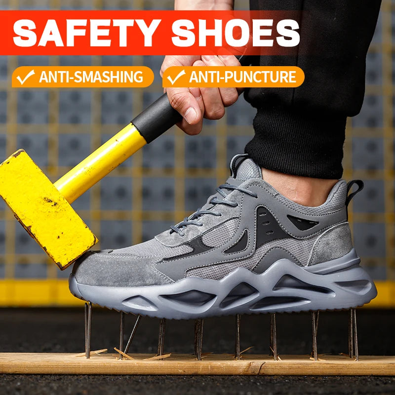 Men's Puncture Resistant Steel Toe Work Safety Shoes Non Slip