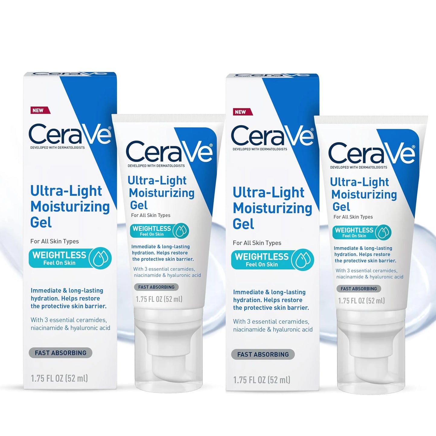 CeraVe Ultra-Light Hydrating Face Moisturizer Gel Ceramides Niacinamide