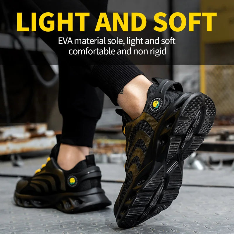 Breathable Lace Free Safety Shoes With Anti Puncture Protection