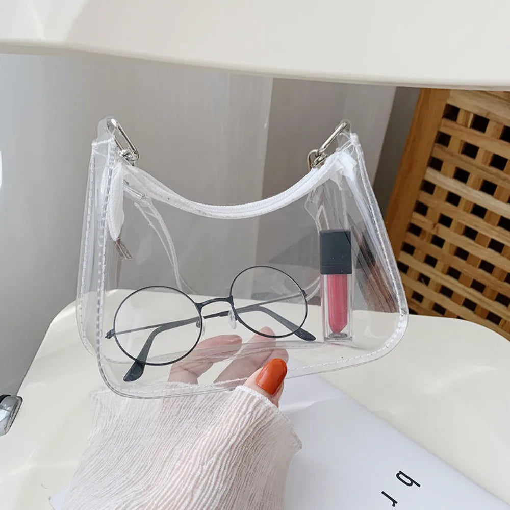 Waterproof Transparent Jelly Bag Women Clear Shoulder Purse
