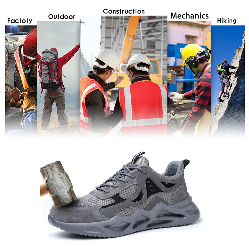 Men's Puncture Resistant Steel Toe Work Safety Shoes Non Slip