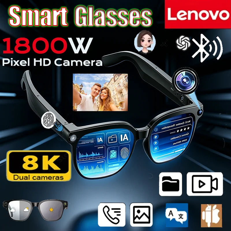 Lenovo 1800MP AI Smart 8K Wireless Glasses With Bluetooth