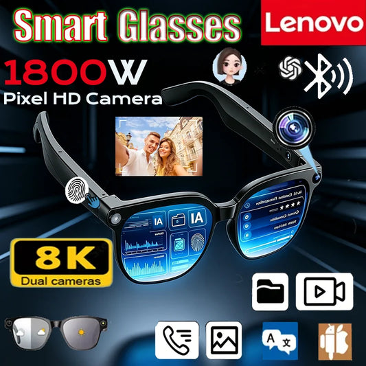 Lenovo 1800MP AI Smart 8K Wireless Glasses With Bluetooth