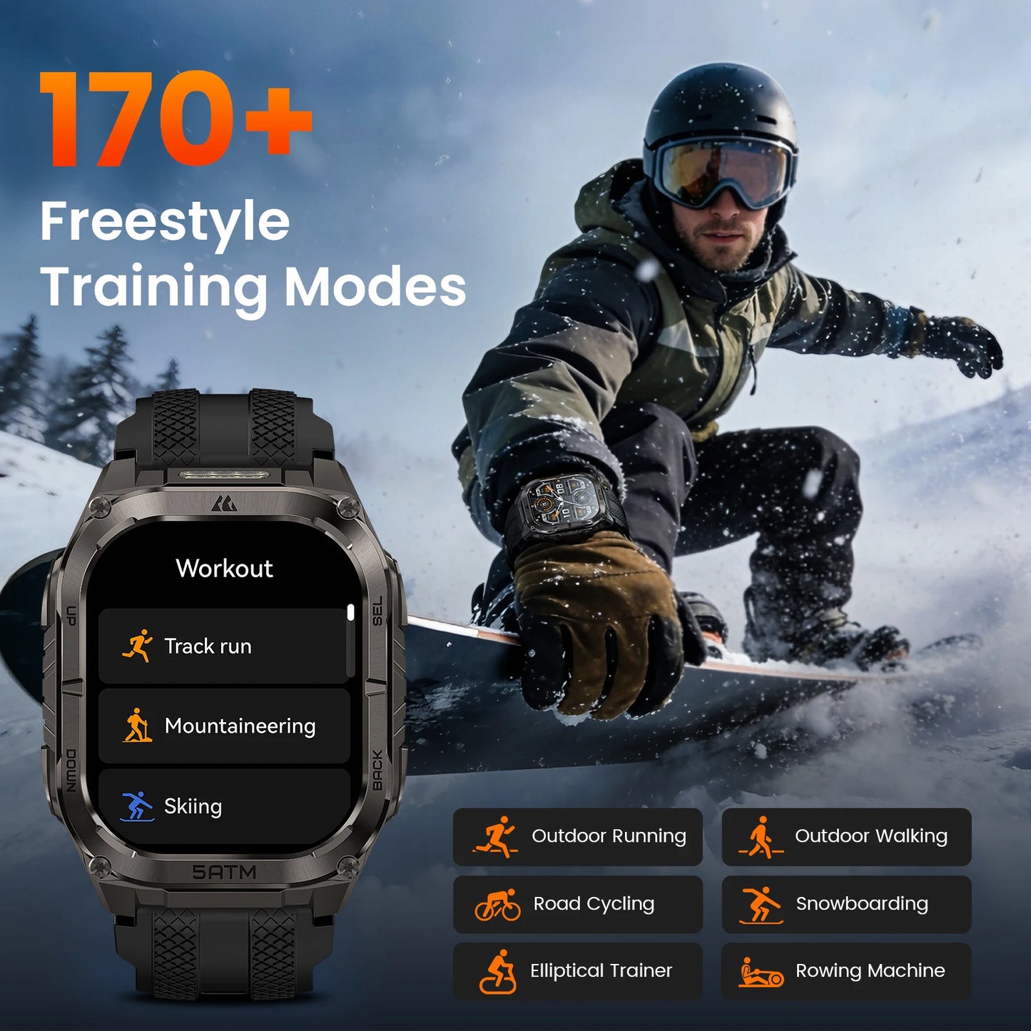 Kospe Tank M4C Rugged Smartwatch With GPS And Flashlight