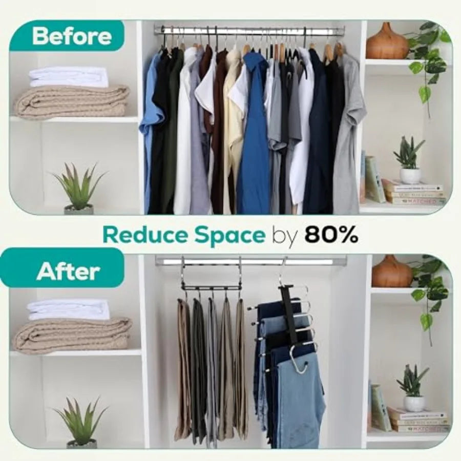 Space-Saving Foldable Pants Hangers With Clips 2-Pack