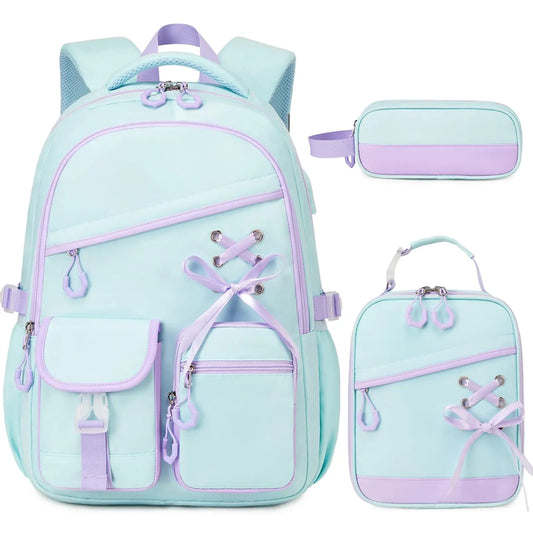 Adult Waterproof 3 Piece Backpack Set With Lunch Bag And Pencil Case