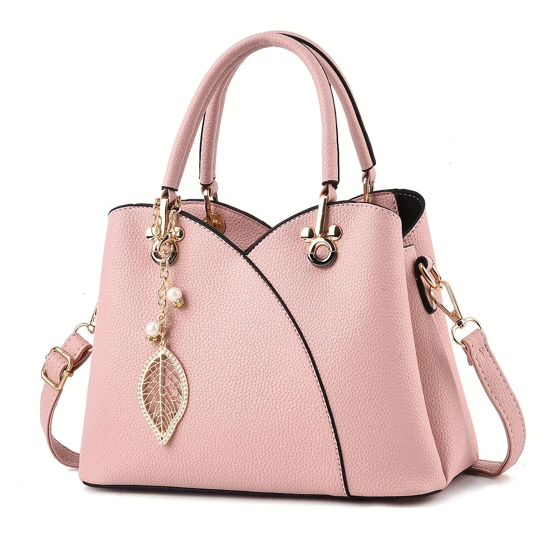 Lychee Pattern PU Leather Handbag For Daily Use And Outings