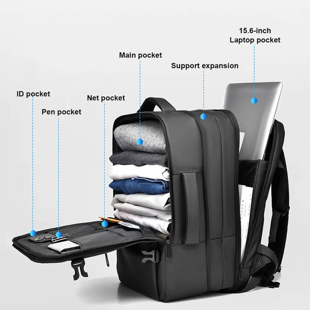 HTLT Men Multifunctional Backpack Large Capacity Business Laptop Bag