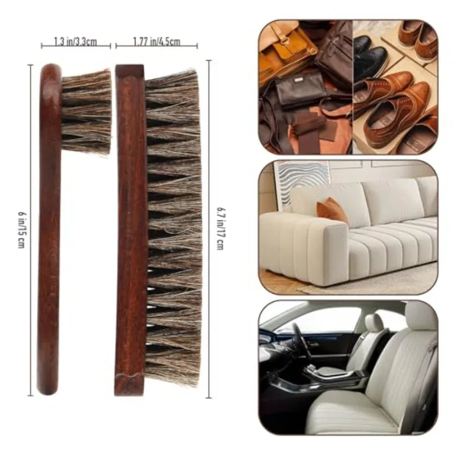 Horse Hair Shoe Brush Kit 3 Piece Leather Care Set