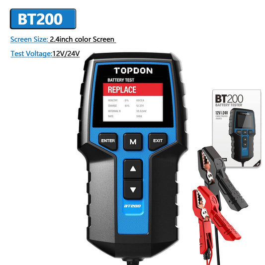 Topdon BT100 BT200 Battery Tester for 12/24V Cars Cranking Test
