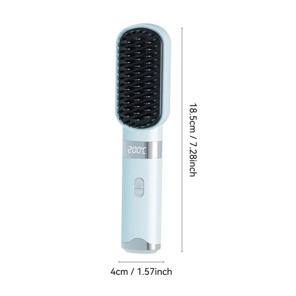 New Wireless Hair Straightener 140-200C° Type-C Straight Hair Comb 3 Temp Settings LCD Display Straightening Comb
