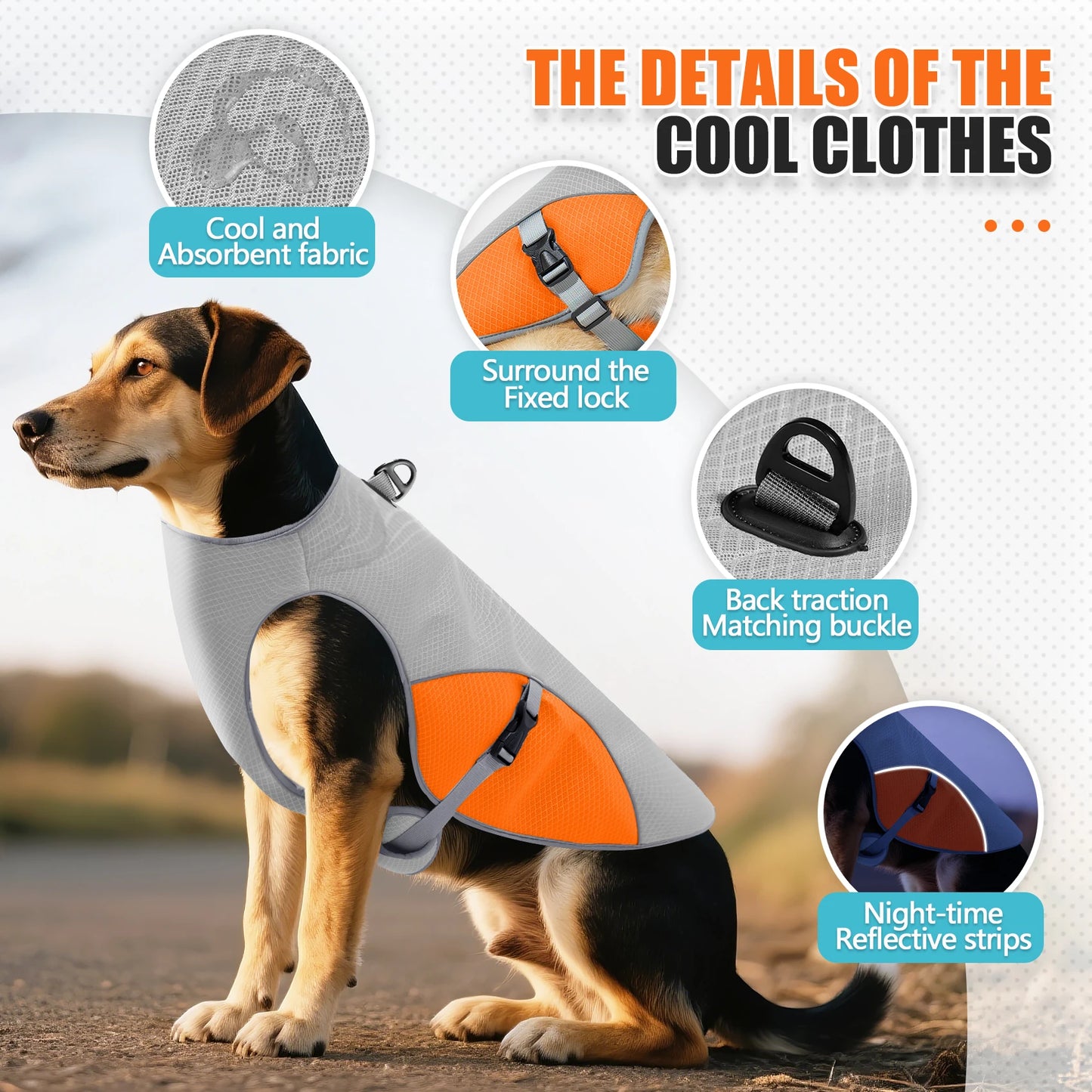 Dog Cooling Vest Harness With Portable Water Bottle