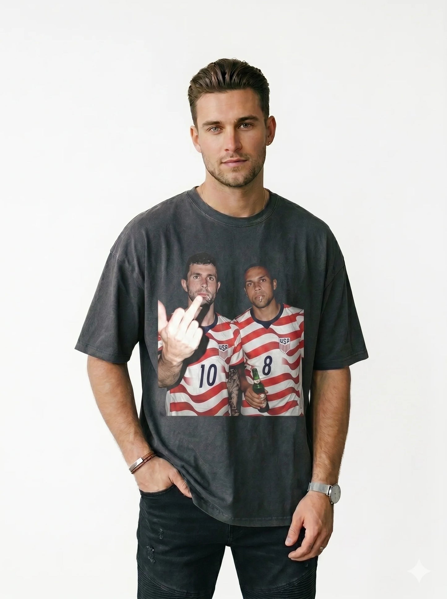 Football Superstar Graphic Tee Harajuku Style Heavyweight Cotton