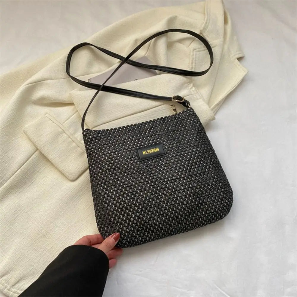 Ladies Straw Crossbody Bag For Women Summer Woven Shoulder Handbag