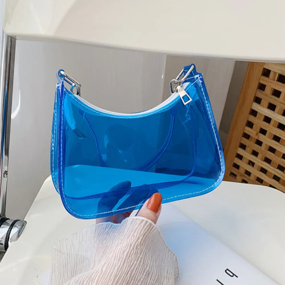 Waterproof Transparent Jelly Bag Women Clear Shoulder Purse